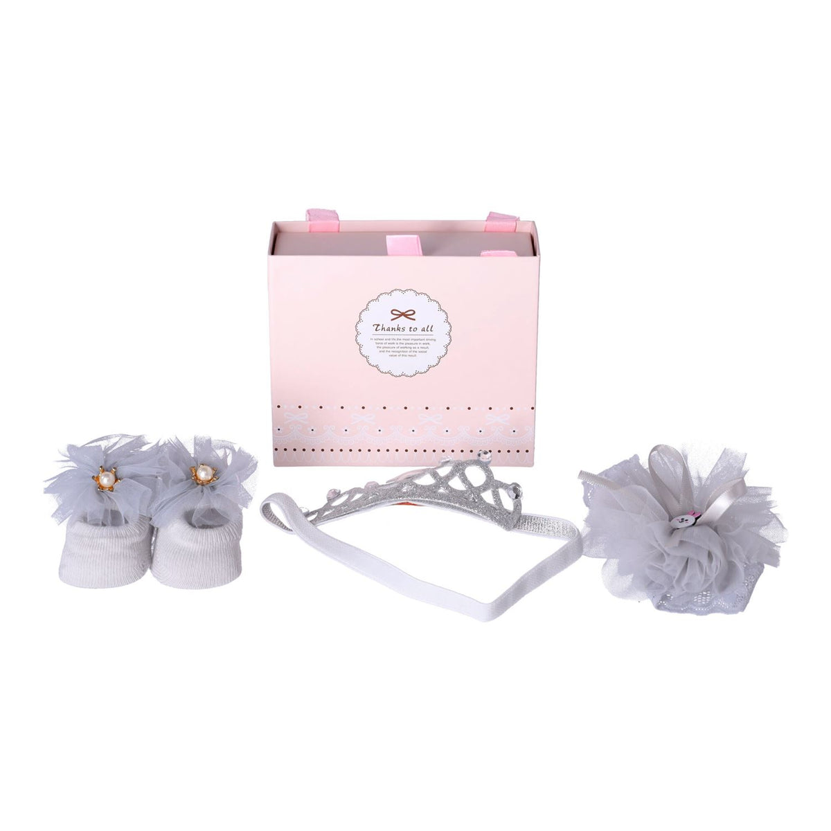 3-in-1-Geschenkset für ein neugeborenes Baby – hellgrau – Produktabbildung 2