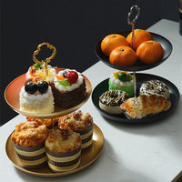 Zweistufige Etagere / Ablage – schwarz