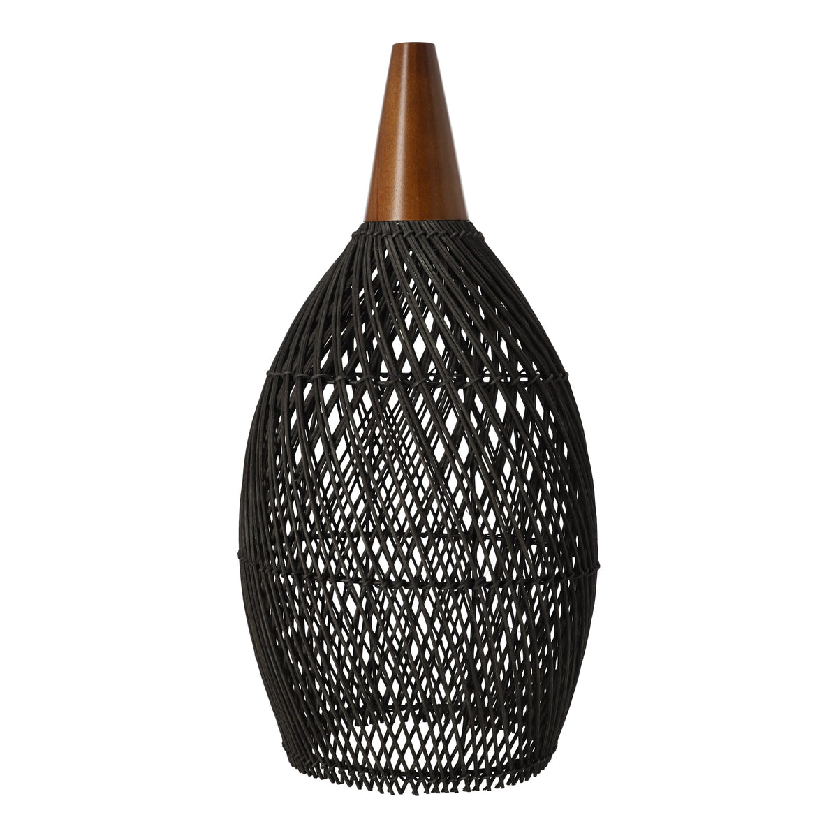 Rustikale Rattan-Pendelleuchte – 25cm (schwarze Farbe)