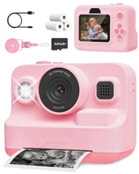 Sofortbildkamera mit Videodrucker, 3 Rollen, Rosa
