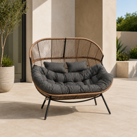 Modernes Gartensofa / Doppel-Kuschelsessel in Cocoon-Form – Naturbraun & Graphit – Produktabbildung 3