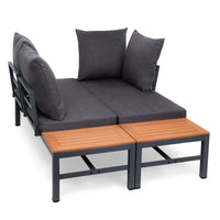LAGOS Outdoor-Ecksofa mit Chaiselongue-Funktion – modulares Gartenmöbel-Set, Grau + Couchtisch + Kissen – Produktabbildung 8
