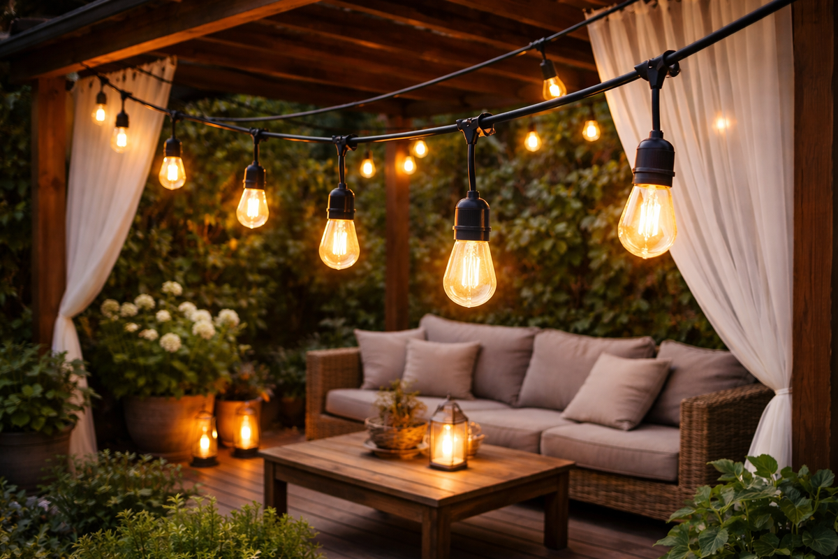 Garten-Lichterkette 10 m mit 10 LED-Leuchtmitteln, netzbetrieben, wasserdicht – Produktabbildung 2