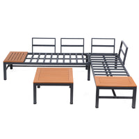LAGOS Outdoor-Ecksofa mit Chaiselongue-Funktion – modulares Gartenmöbel-Set, Grau + Couchtisch + Kissen – Produktabbildung 5