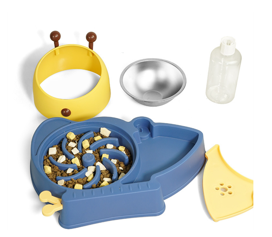 Napf mit automatischem Wasserspender für Hund und Katze 2-in-1 - blau