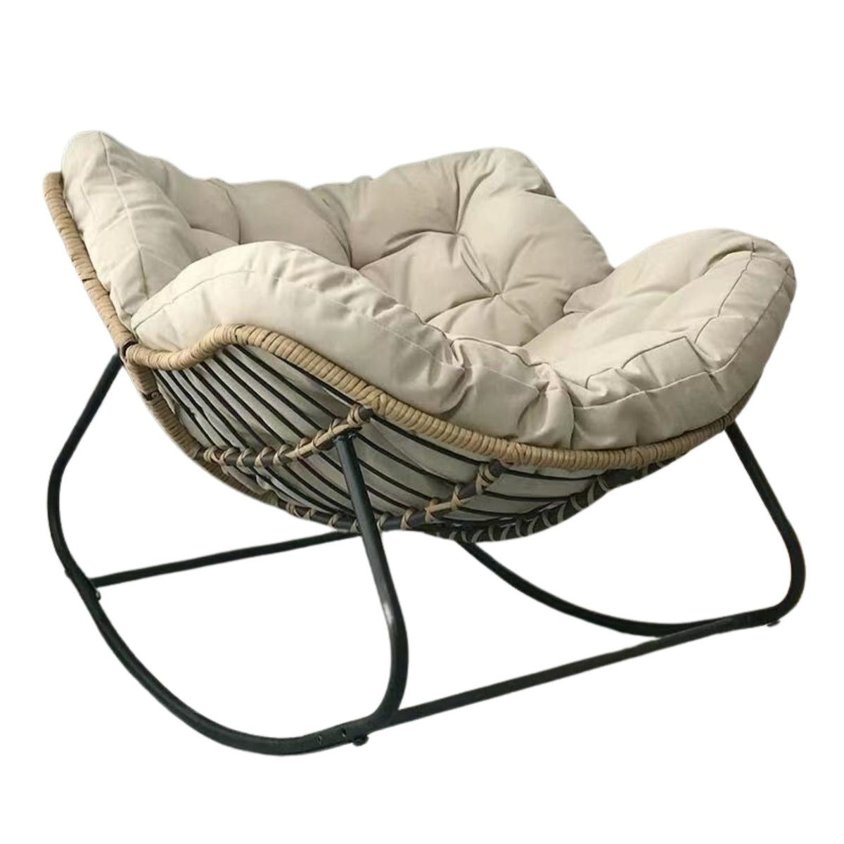 Moderner beiger Schaukelstuhl Cocoon im skandinavischen Stil