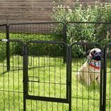 Puppy playpen, puppy enclosure, pet enclosure, foldable, lockable door, weather-resistant, 8 panels, black (8)