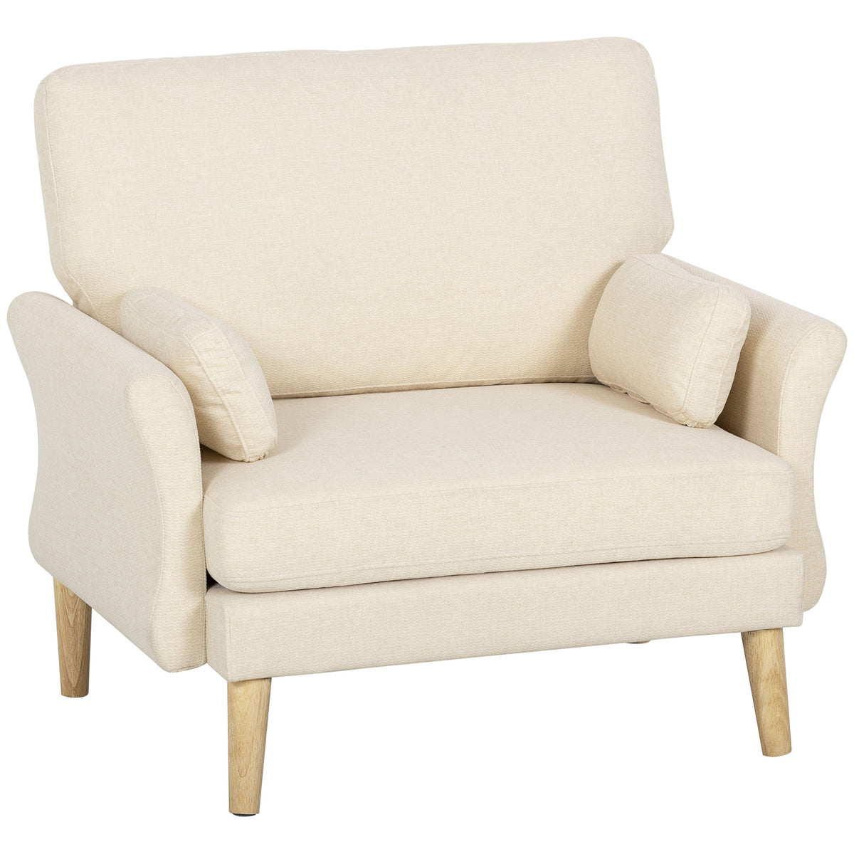 Velvet-upholstered armchair, oversized accent chair with wooden legs, reading chair for living room and bedroom