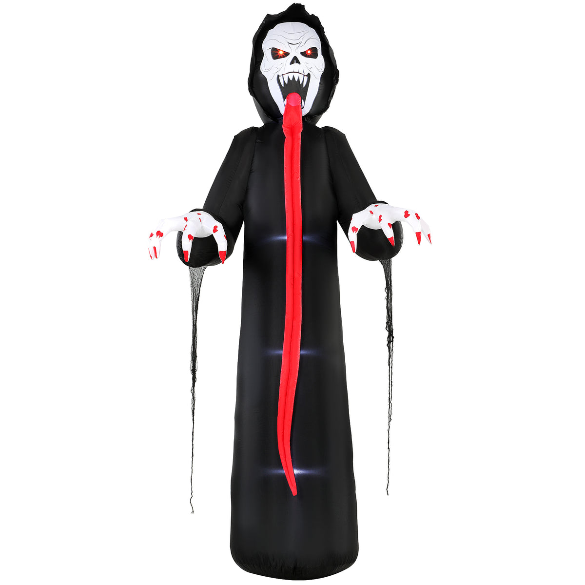 Inflatable Halloween skeleton, 310 cm, with integrated LED lights, spooky decoration for indoor and outdoor use