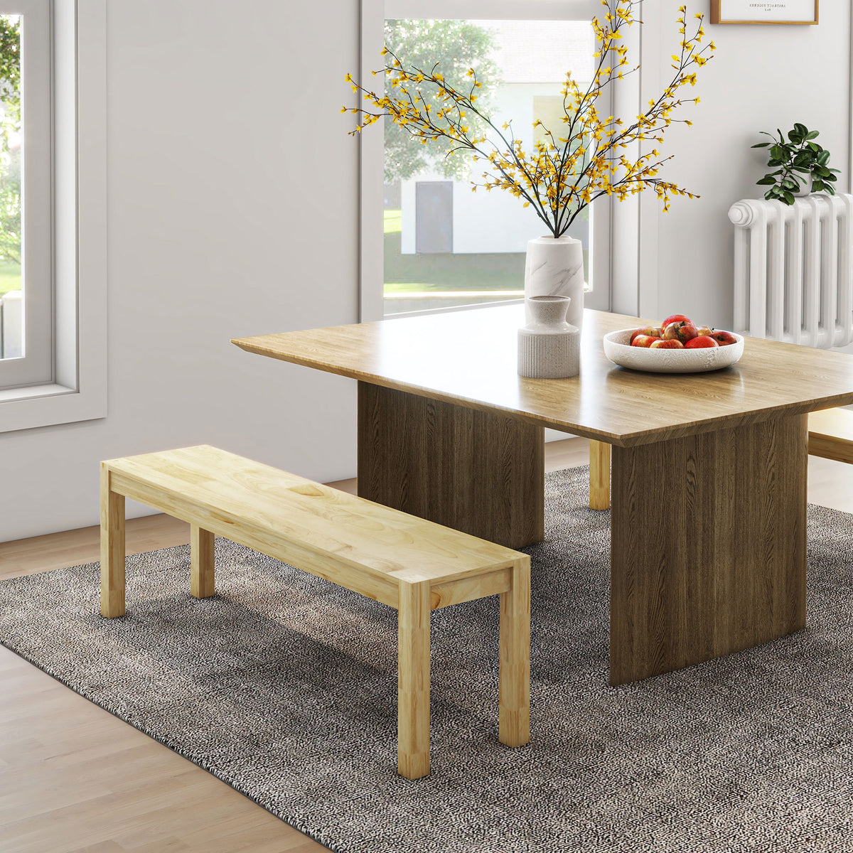 Solid wood bench, 3-seater, bench, kitchen bench, pine, natural (2)