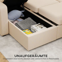 Adjustable sofa bed, L-shaped guest sofa with sleeper function, storage space, cushions, for living room, guest (6)