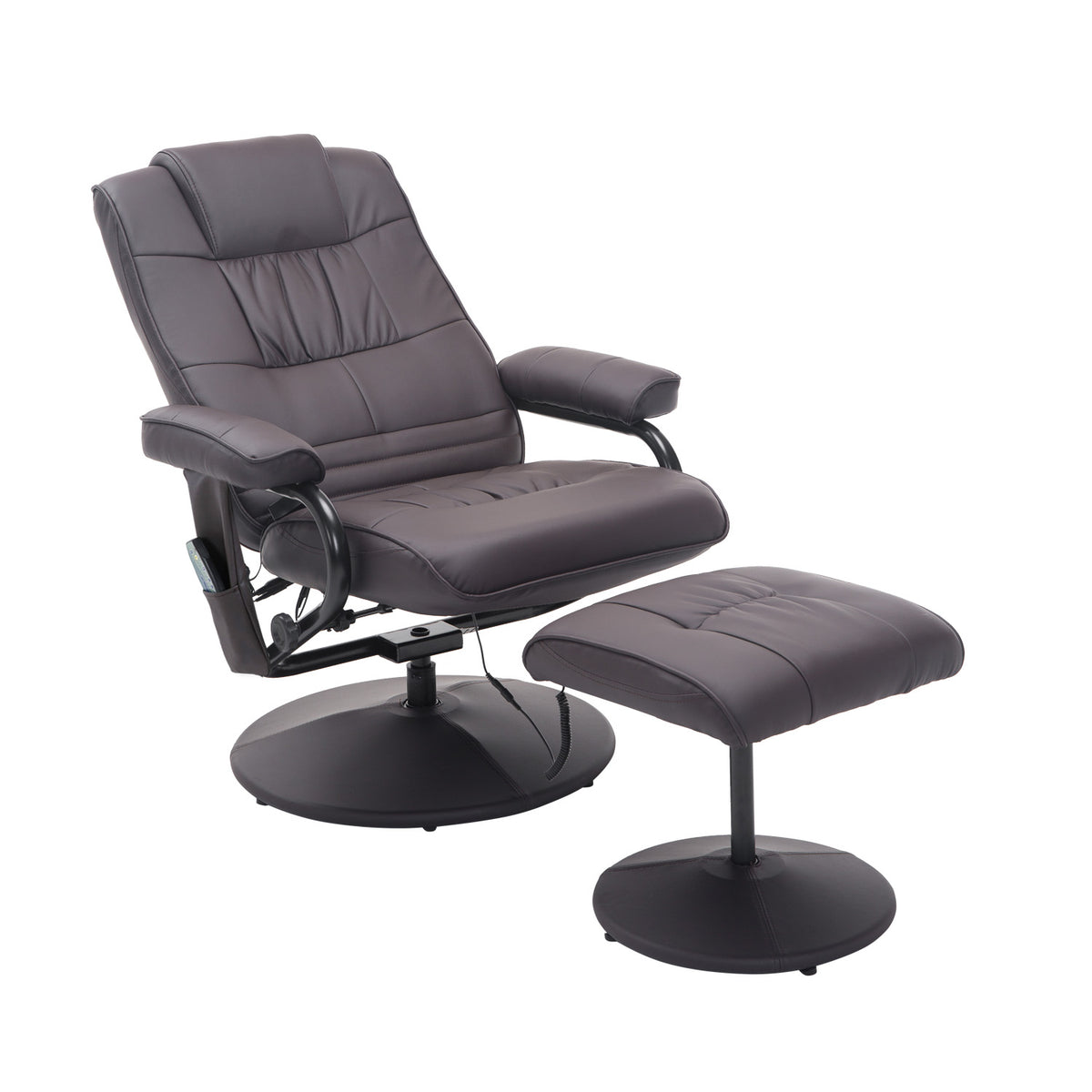Massage chair recliner, incl. footstool, 10 vibration points, 1 remote control; 77 cm x 84 cm x 95 cm, brown