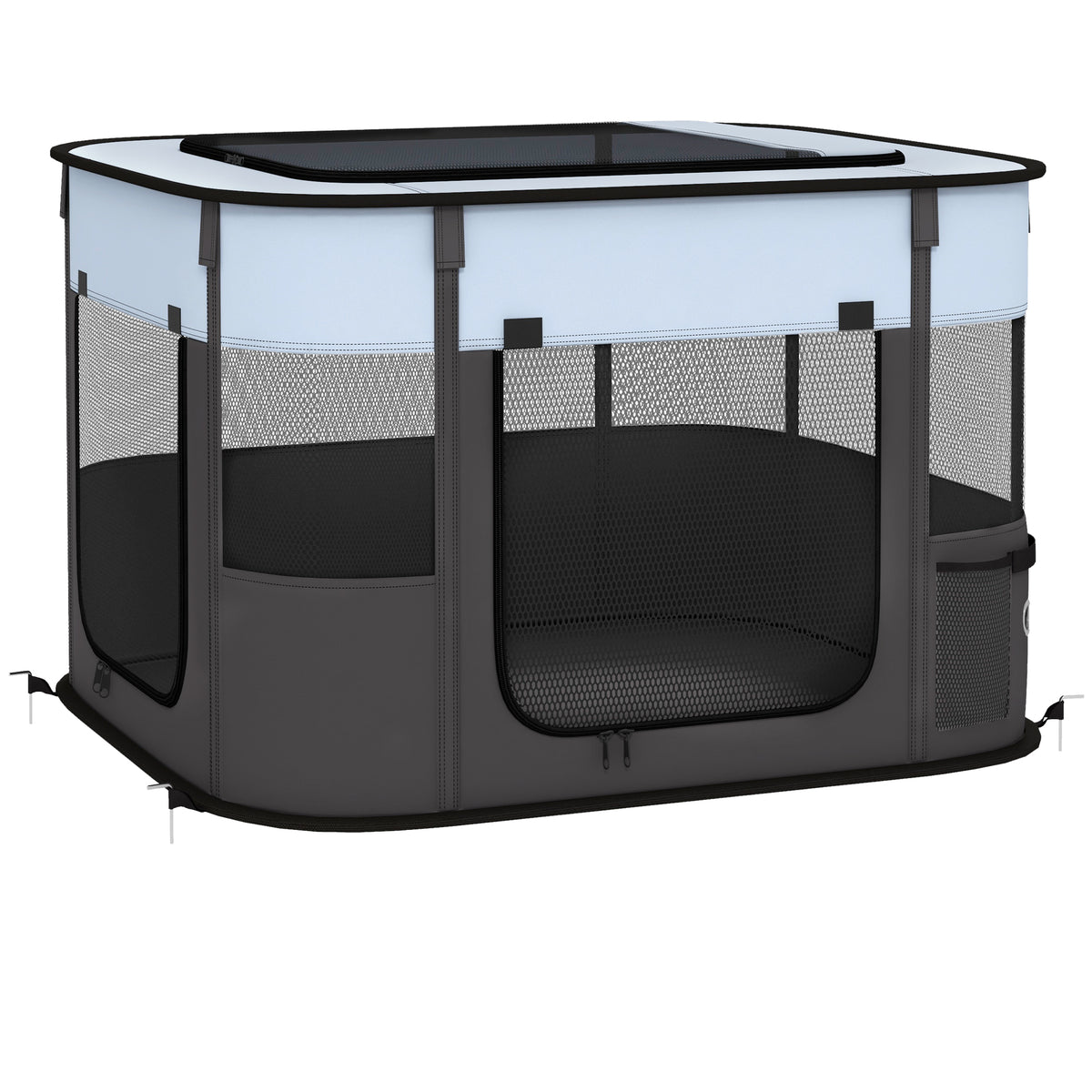 Pet playpen, foldable, with storage bag, for puppies and kittens, indoor and outdoor, grey