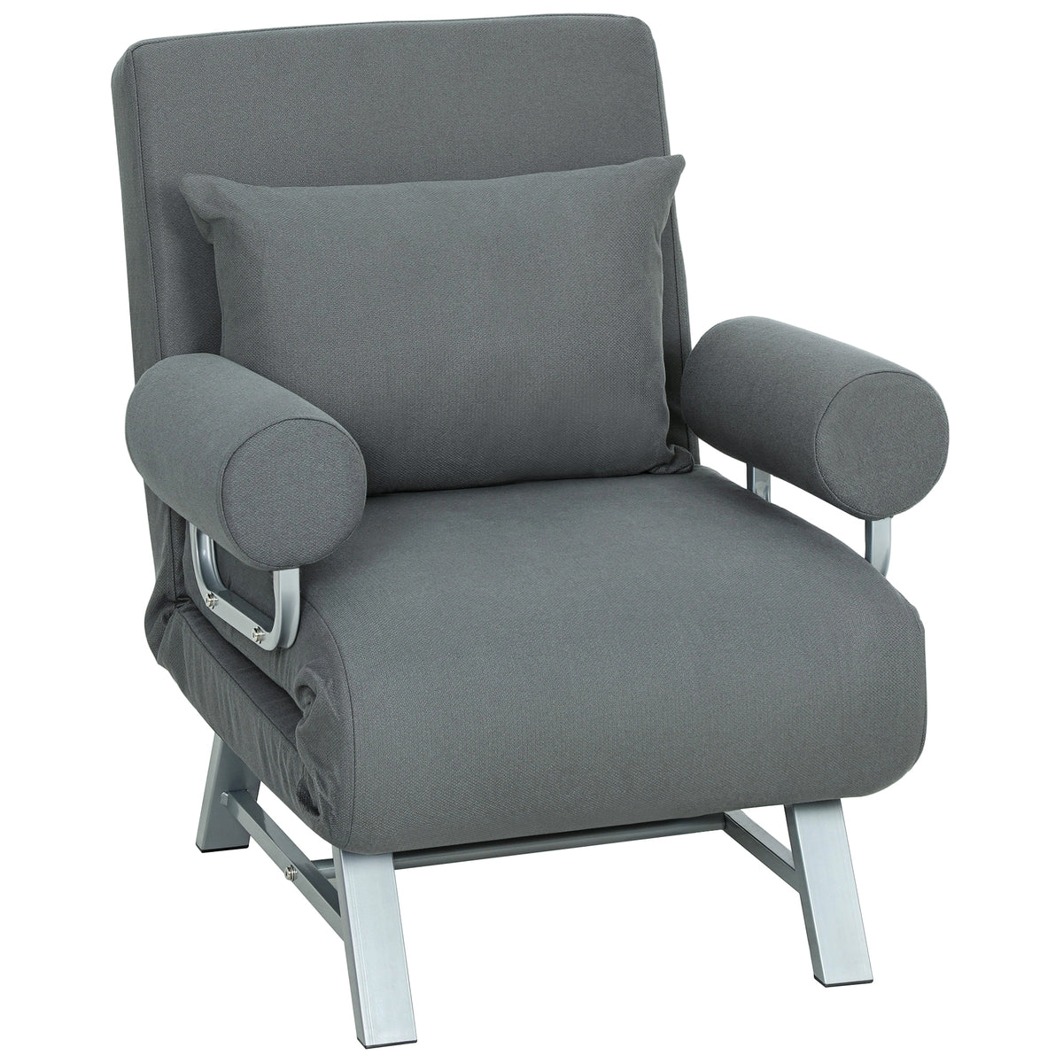 Convertible sleeper chair, upholstered armchair, converts into a guest bed, ergonomic, dark gray