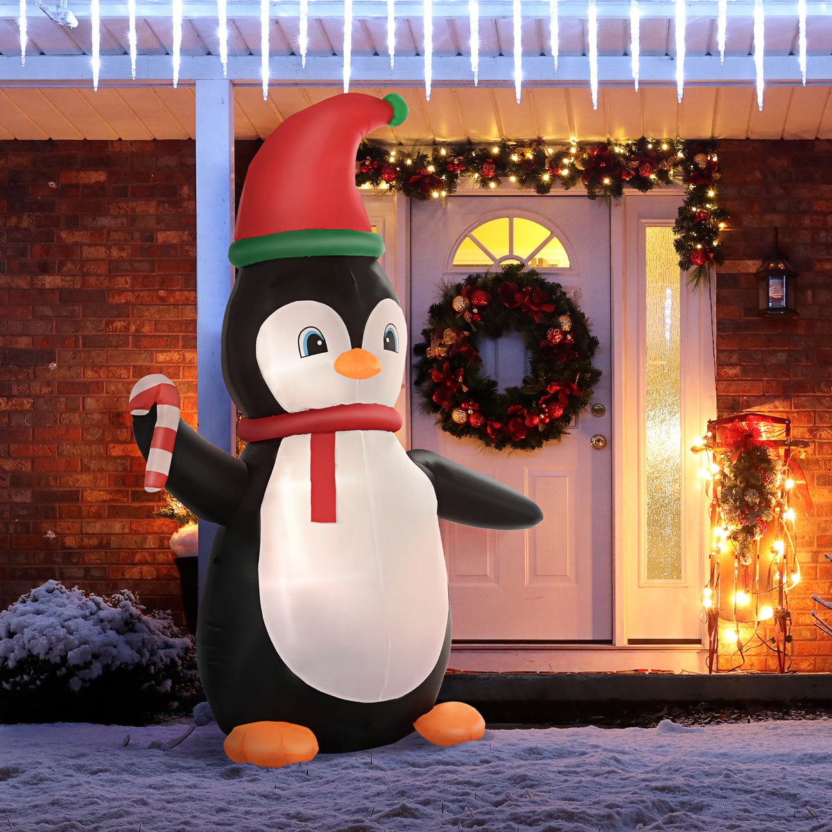 Inflatable Christmas Decoration, 2.5m Inflatable Christmas Penguin with 3 LED Lights, 162 x 100 x 250 cm (2)