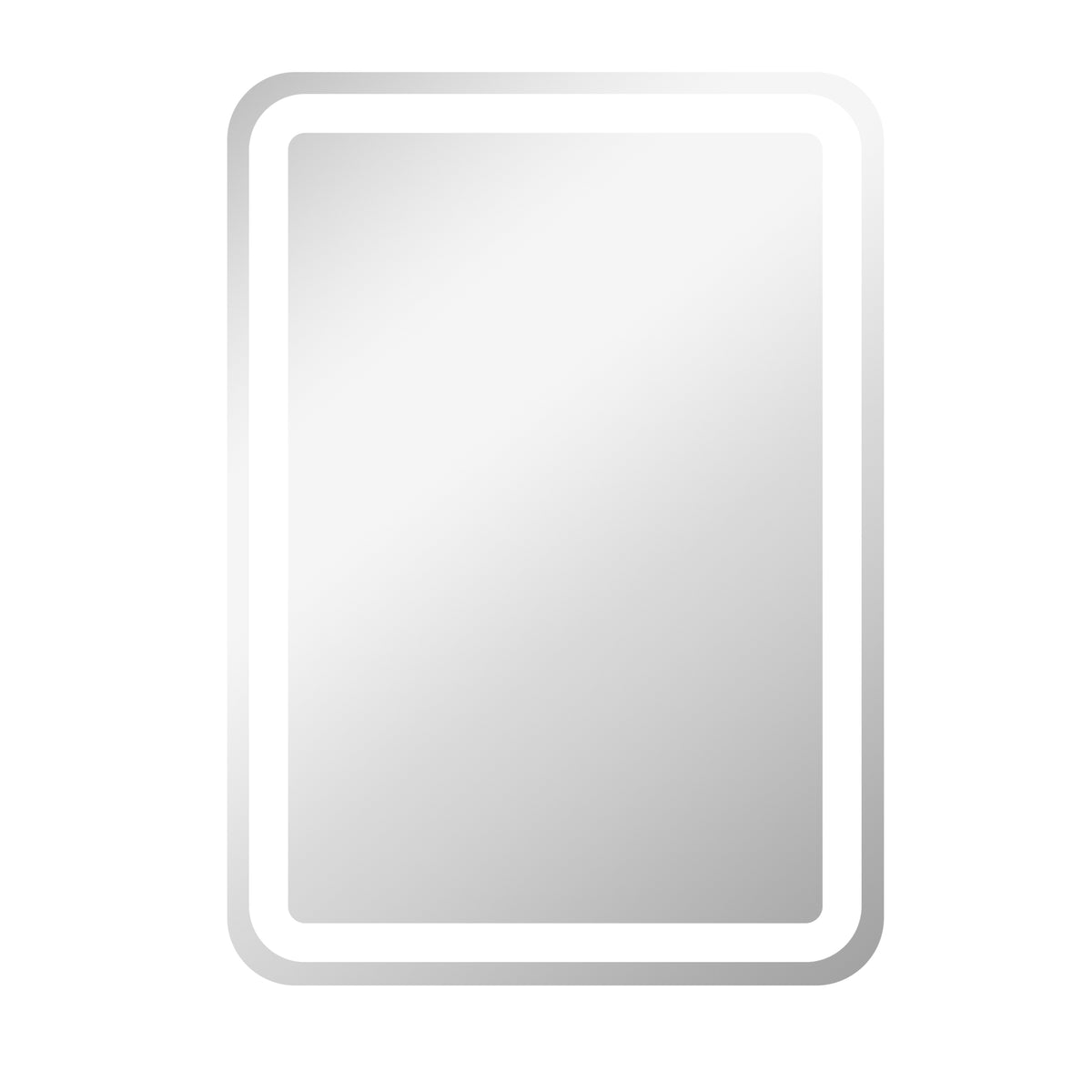 Bathroom mirror, illuminated, touch control, anti-fog, dimmable, 3 light colors, 50x70, silver