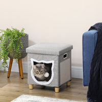 Cat cave, cat house, incl. play ball, washable cushion, 35.5 cm x 35.5 cm x 42.5 cm (2)