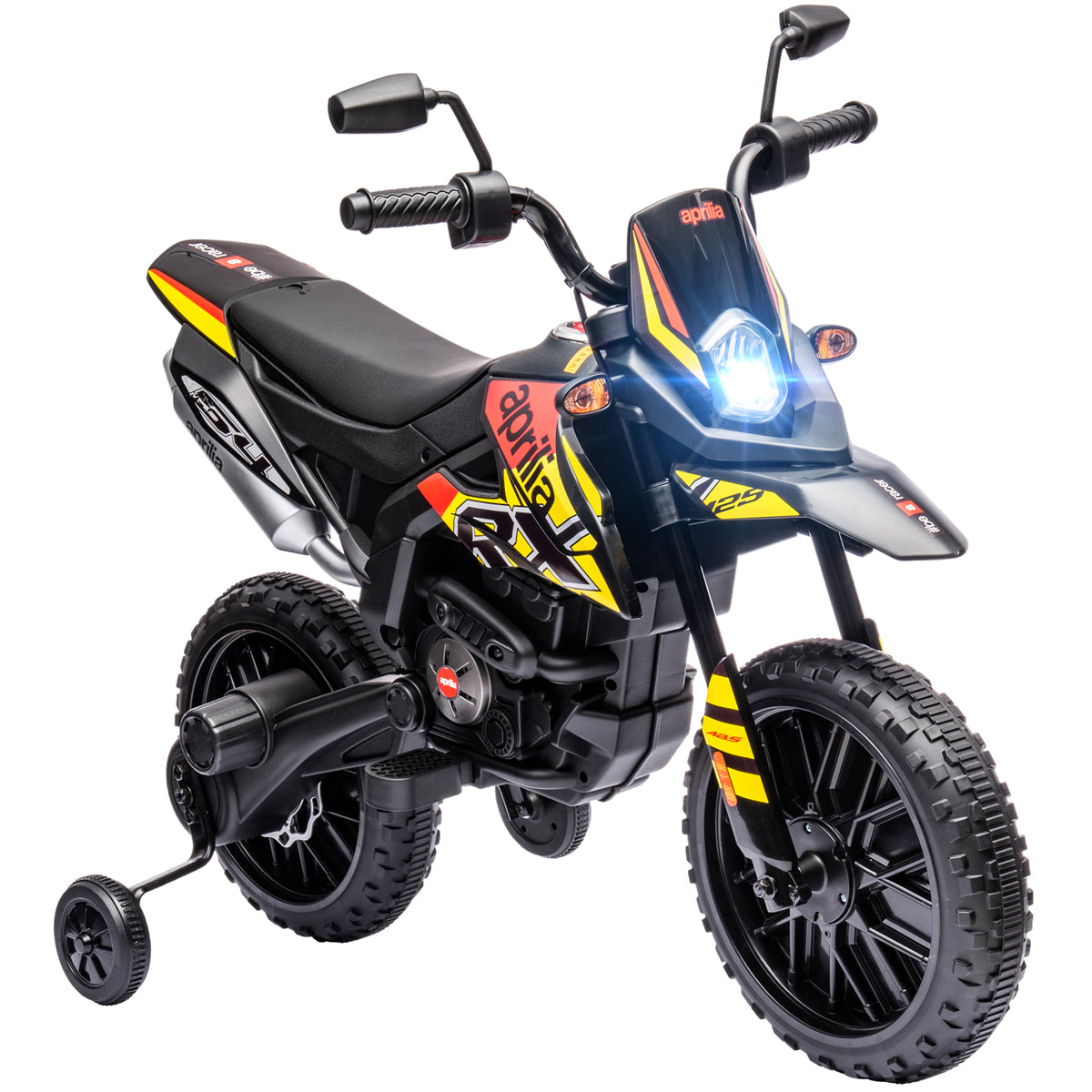 12V Kids' Motorcycle with Training Wheels, LED Lights, Music, USB, Electric Motorcycle for Boys and Girls
