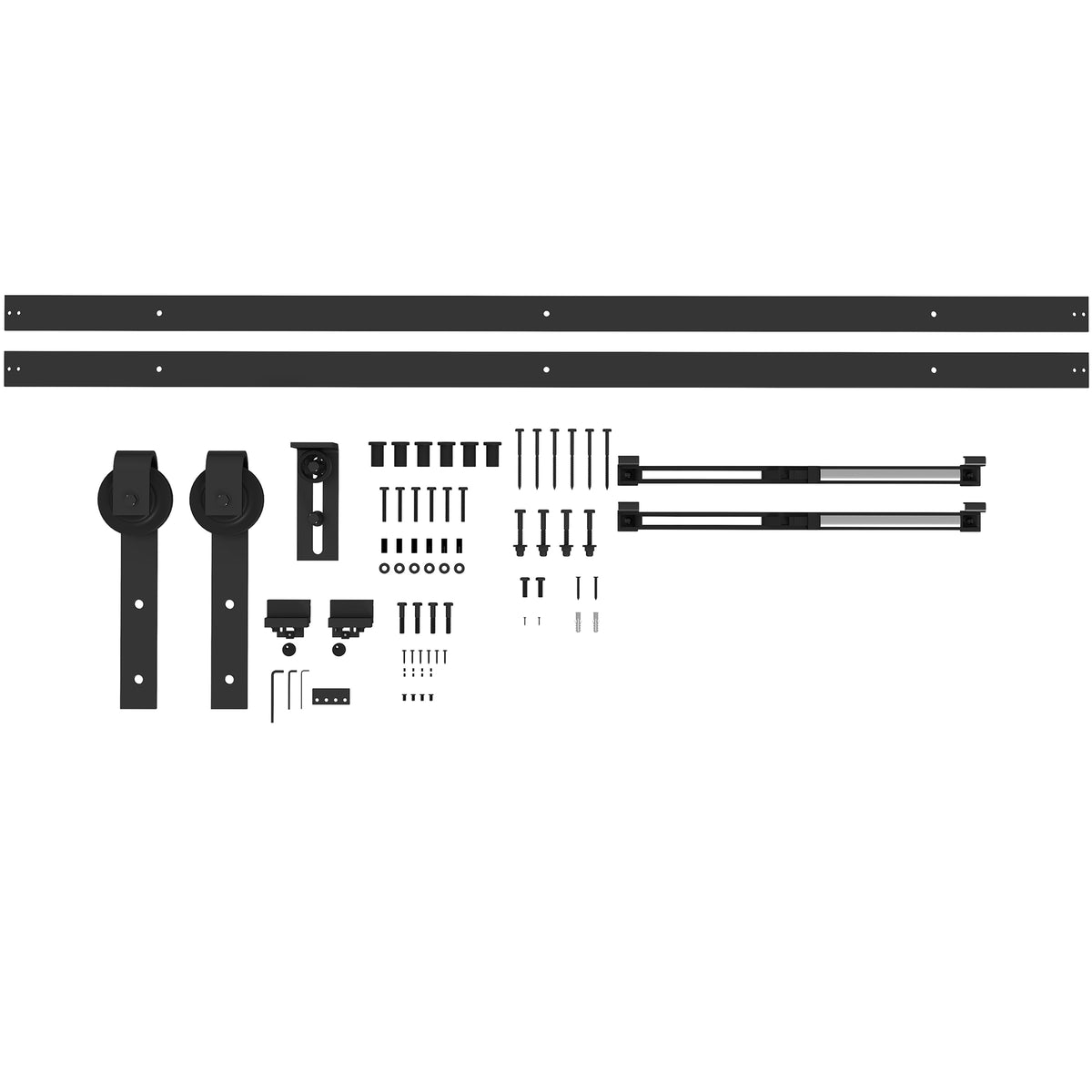 Sliding door hardware kit, quiet & smooth-running, for wood & cement walls, 244cm, steel, black