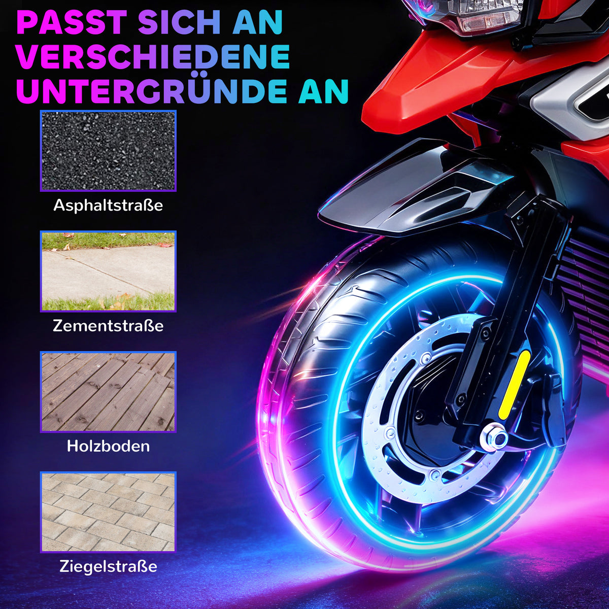 Electric motorcycle for children aged 18-36 months, ride-on vehicle, training wheels, lights, music, plastic (6)