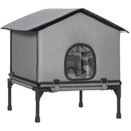 Foldable cat house, cat hut with cushion, elevated water-resistant cat cave 62 x 58.5 x 60 cm, grey