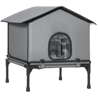 Foldable cat house, cat hut with cushion, elevated water-resistant cat cave 62 x 58.5 x 60 cm, grey