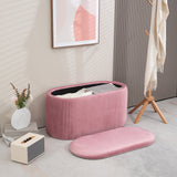 Bench, storage bench, upholstered bench, ottoman, retro design, velvet look, 81 cm x 40 cm x 41 cm, old rose (10)