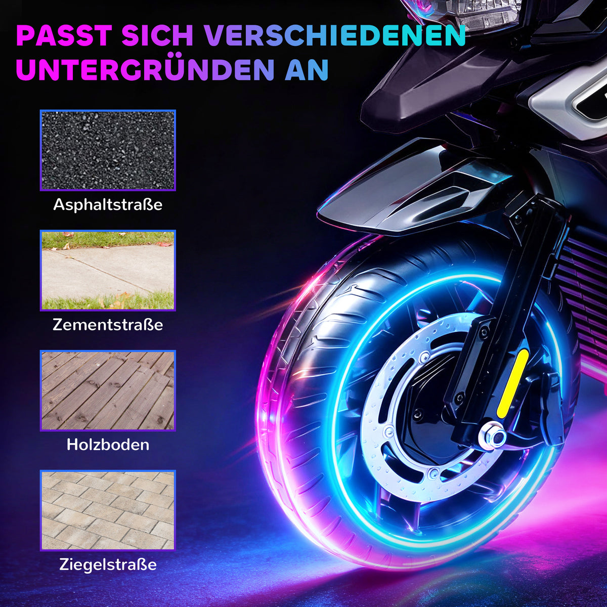Electric motorcycle for children aged 18-36 months, ride-on vehicle, training wheels, lights, music, plastic (6)