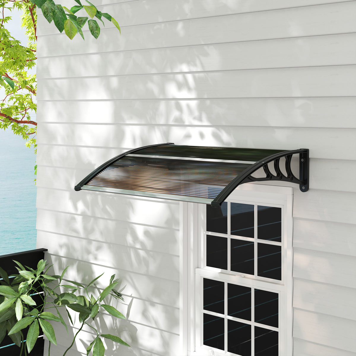 Canopy front door canopy 120 x 75 cm pent roof roofing polycarbonate (2)