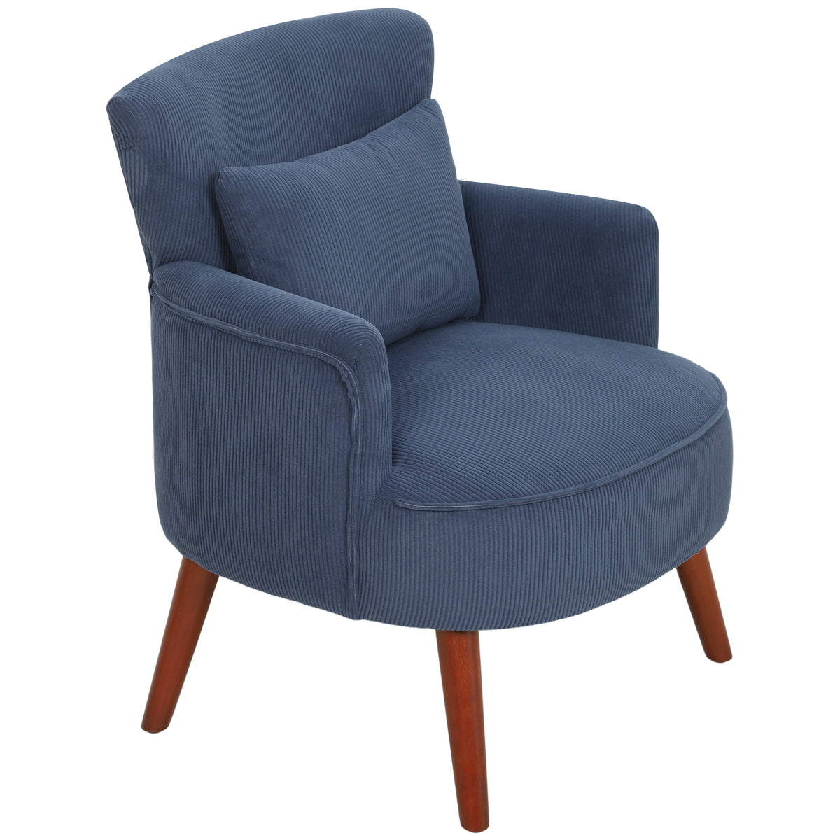 Modern Armchair, Upholstered Accent Chair with Lumbar Pillow, Blue