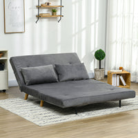 Sofa bed, relax sofa, sofa, couch, incl. 2 cushions, velvet look, 130 x 78 x 79 cm, grey (10)