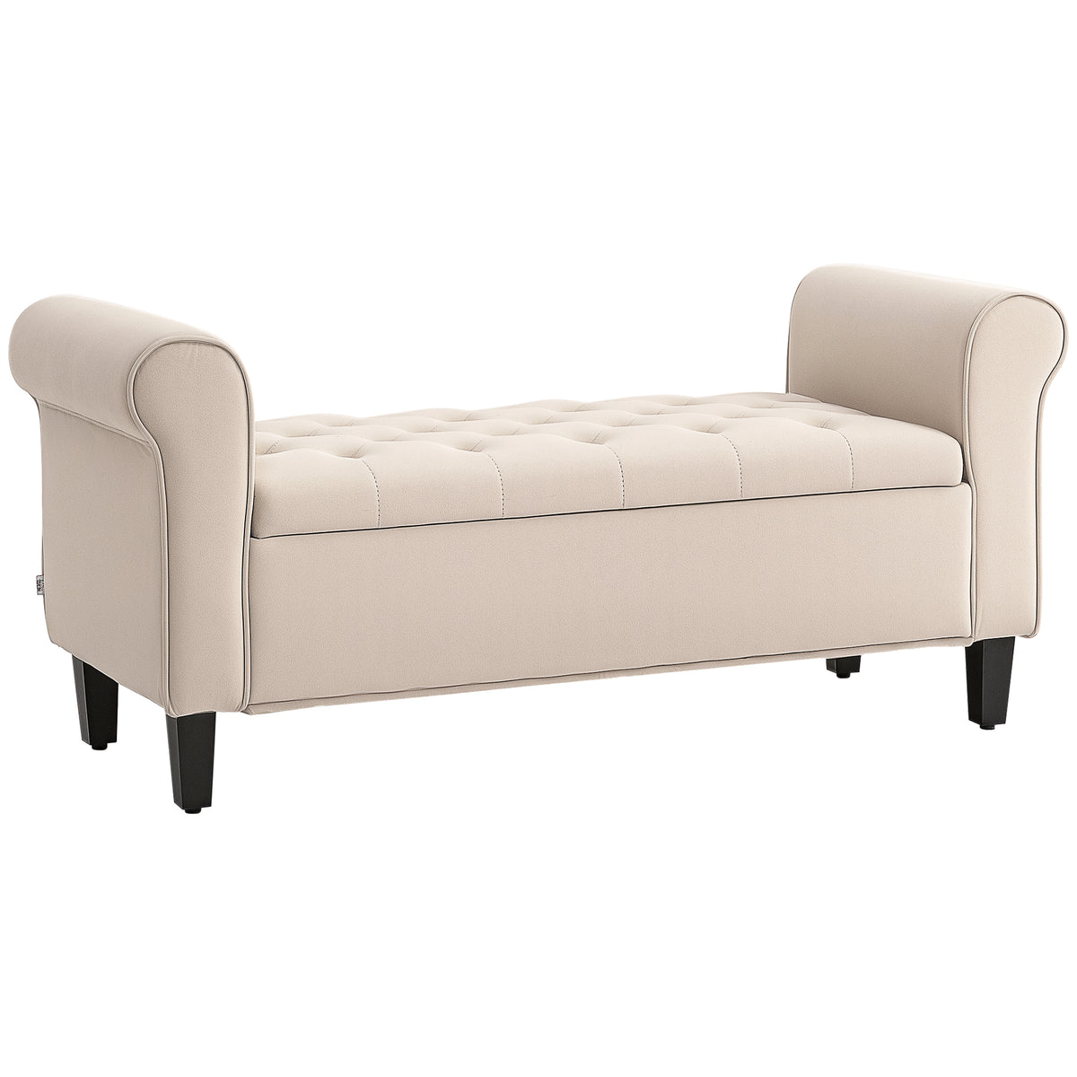 Vintage-design bench, storage bench, velvet look, beige