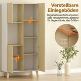 170 cm kitchen cabinet, modern cabinet with open compartment, adjustable shelves, natural wood look (5)