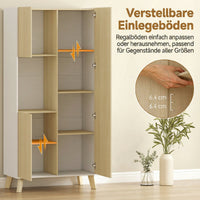 170 cm kitchen cabinet, modern cabinet with open compartment, adjustable shelves, natural wood look (5)