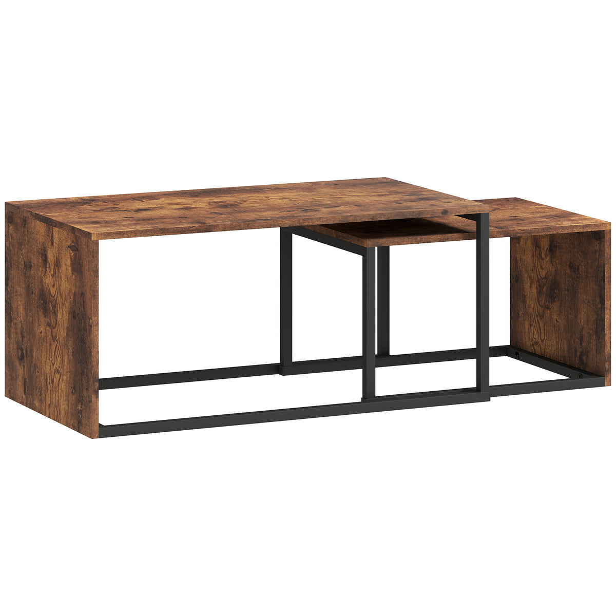 Set of 2 coffee tables, sofa table, side table, particle board, metal, 90 x 48 x 42 cm/59 x 42 x 36 cm