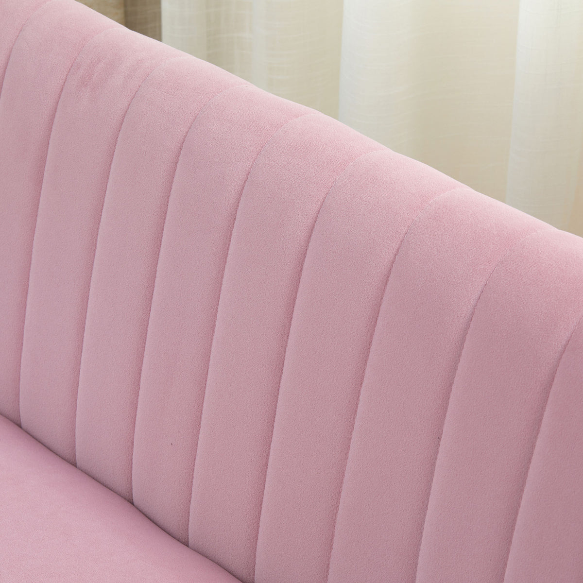 2-seater fabric sofa couch upholstered sofa lounge sofa wide pink (9)