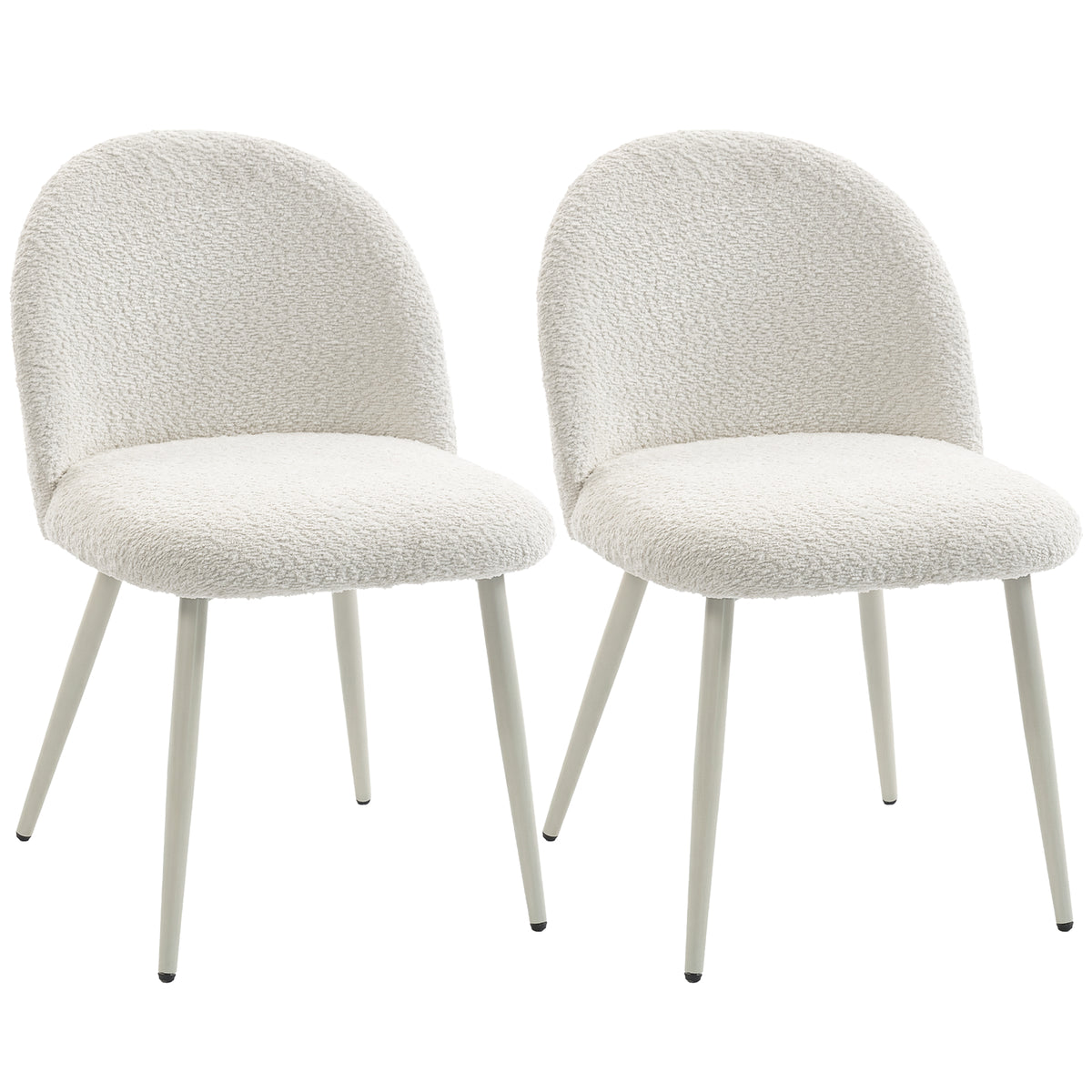 Dining chairs, kitchen chairs, softly upholstered with chenille, 50.5 x 57.5 x 78.5 cm, cream white
