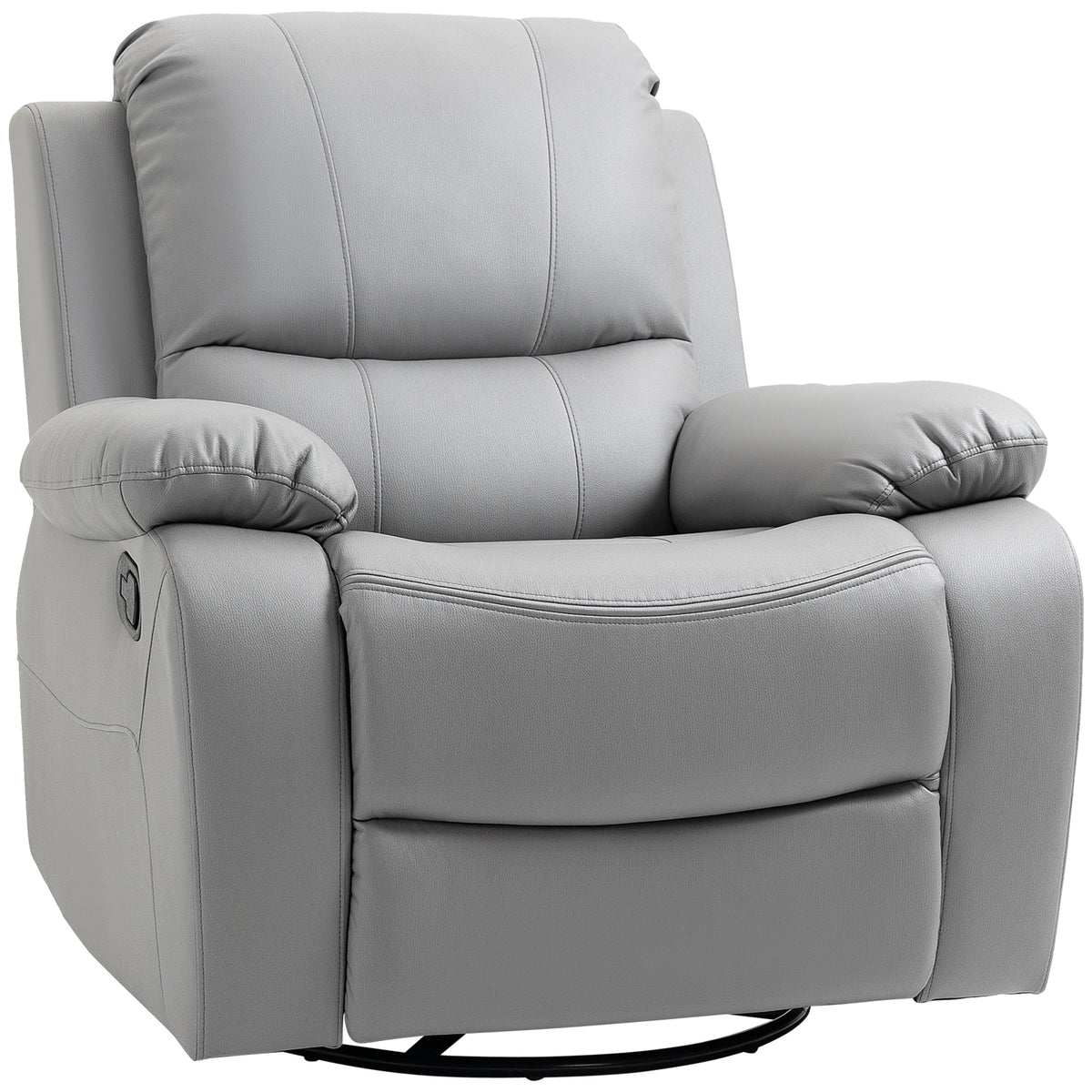 Recliner chair, lounge chair, reclining backrest, swivel, rocking function, with footrest, steel, grey, 93 x 100