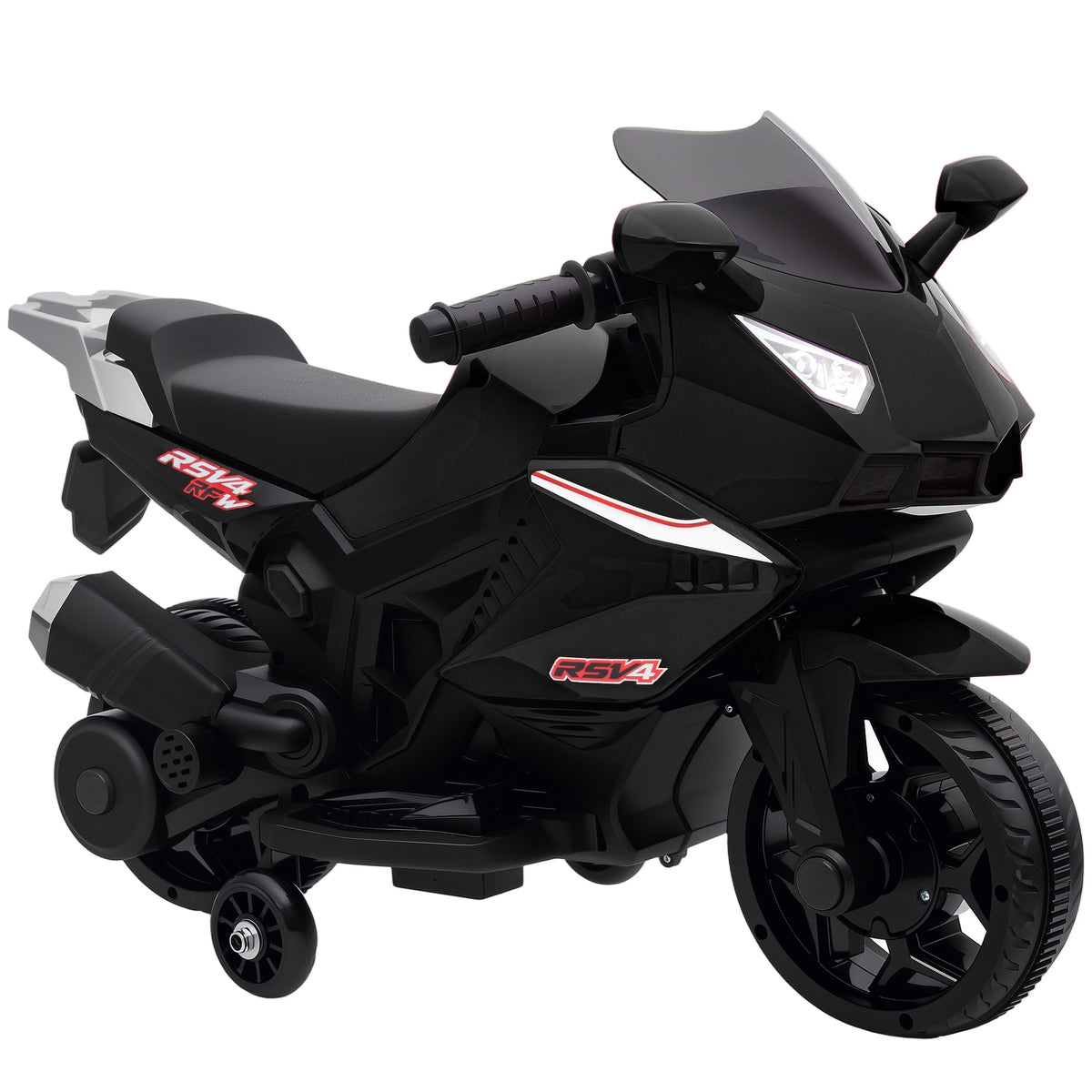 Electric motorcycle for children, horn, headlights, music function, 2.5 km/h, black