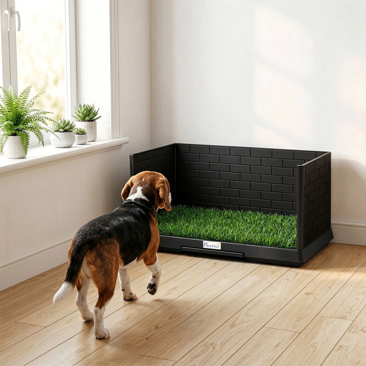 Dog toilet 75 x 51 cm dog litter box with artificial grass puppy toilet with high walls pull-out tray drainage (2)