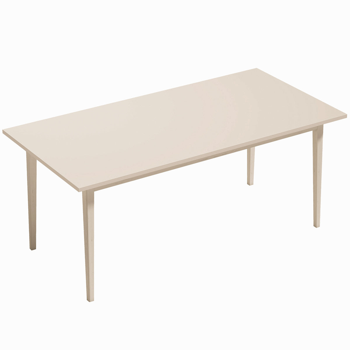 Dining table for 8 people, modern kitchen table with solid wood legs, 180 cm, cream
