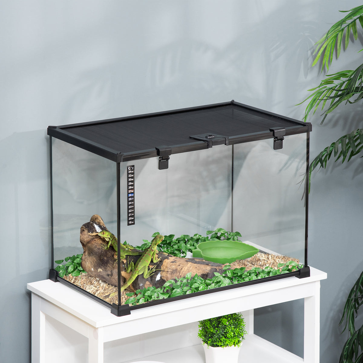 Reptile Terrarium Feeding Box Glass Terrarium for Amphibians and Arachnids with Thermometer Reptile Breeding Box (10)