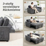 Futon sofa bed, adjustable backrest, 2-seater with 2 cushions, dark grey (5)