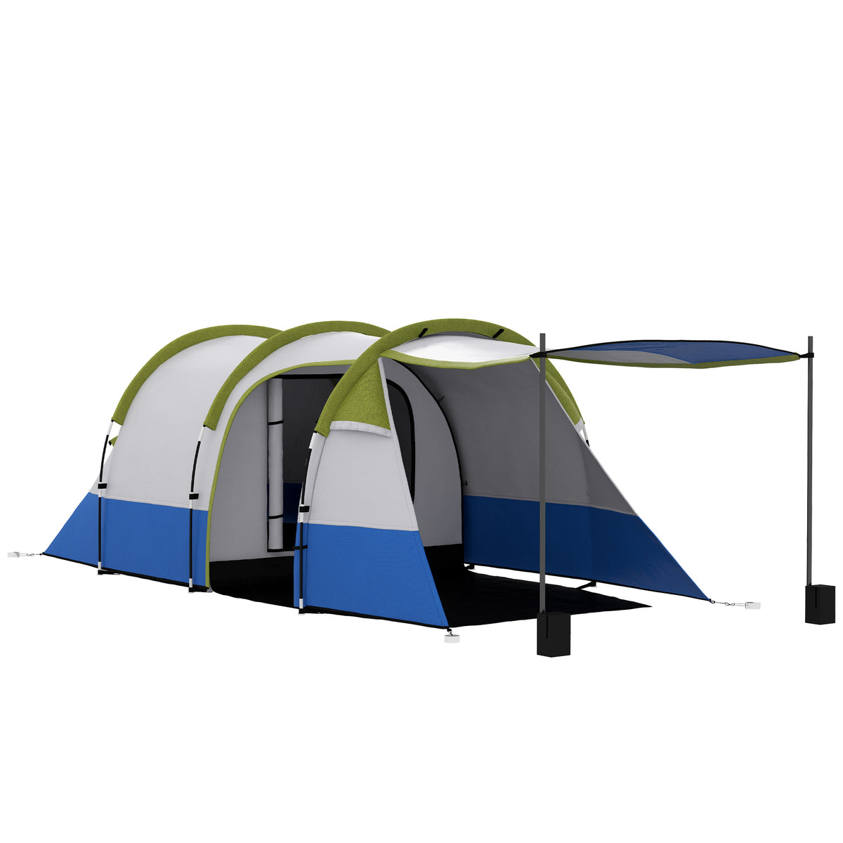 Camping tent, for 2 people, lantern hook, three entrances, waterproof, green