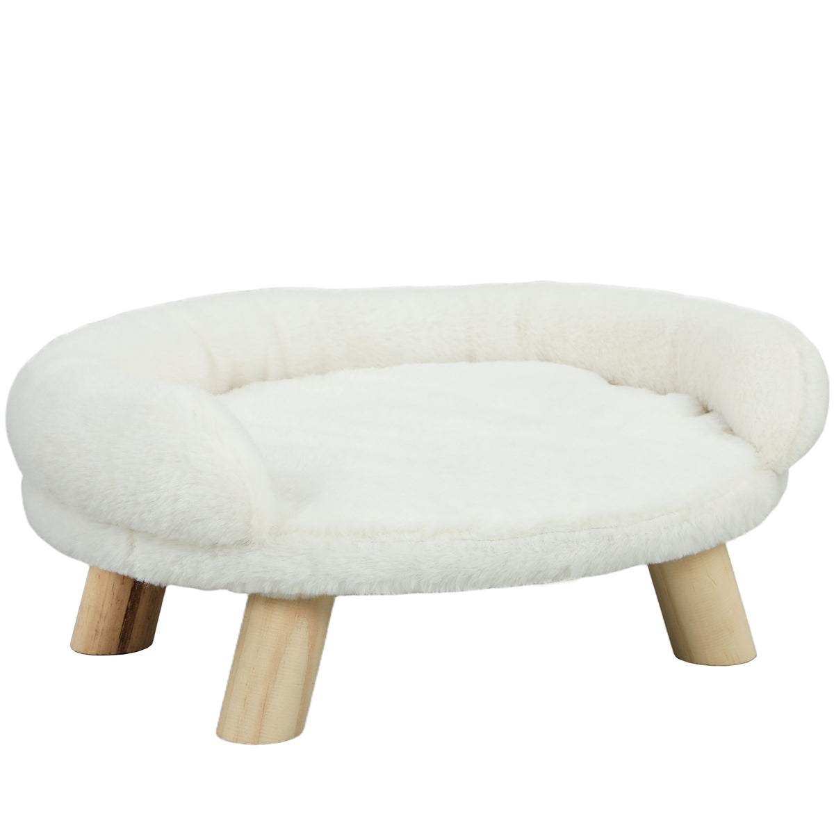 Pet bed for cats and dogs up to 5kg/30cm, washable plush cover, cream white, 47 x 40 x 20 cm