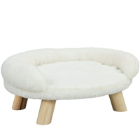 Pet bed for cats and dogs up to 5kg/30cm, washable plush cover, cream white, 47 x 40 x 20 cm
