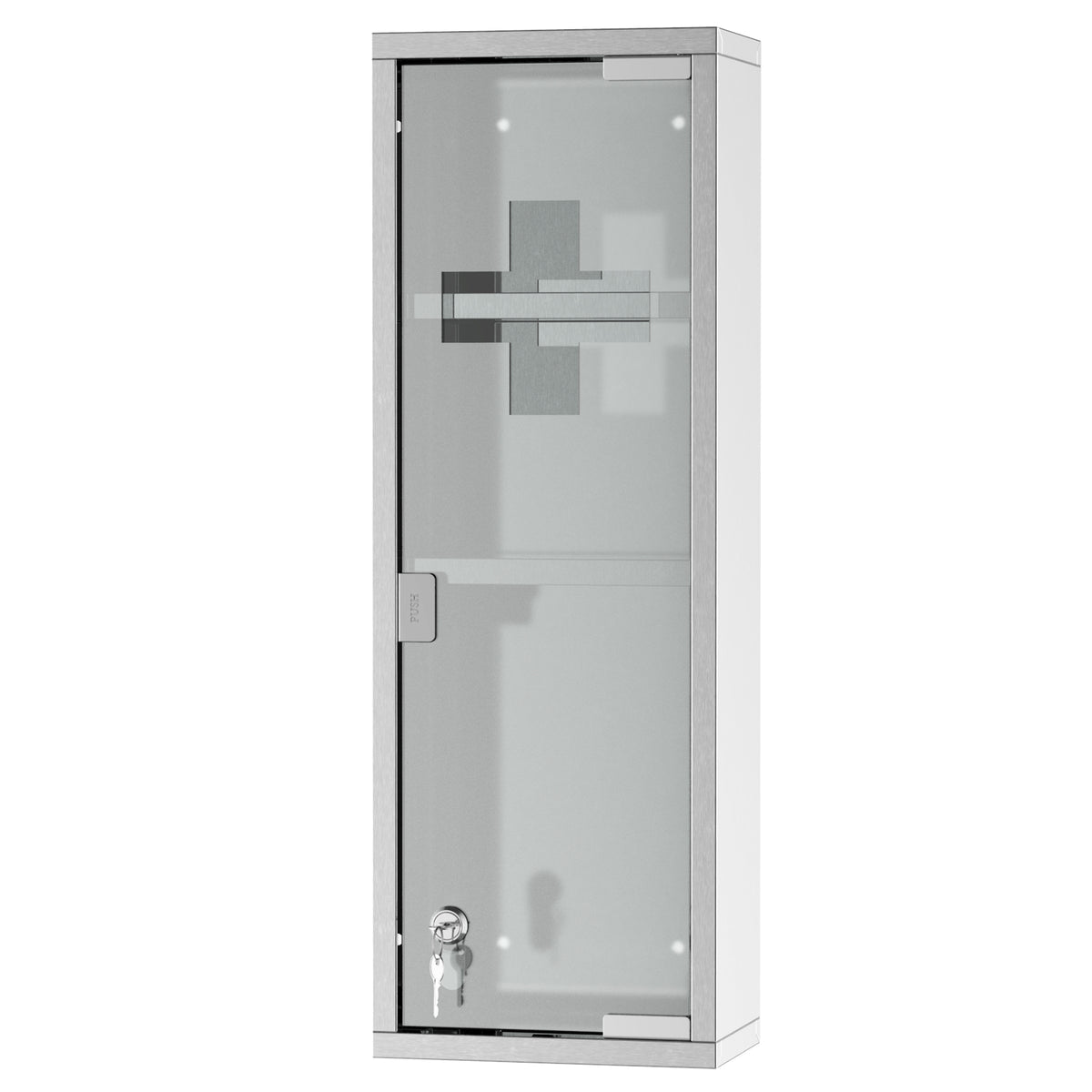 Stainless steel medicine cabinet with tempered glass door, medical cabinet for medication storage, lockable