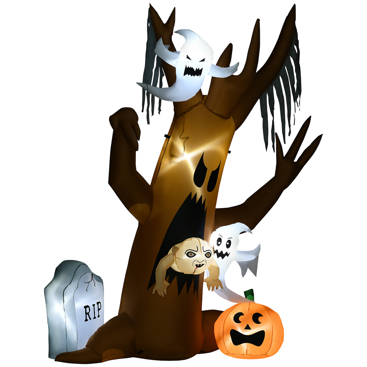 Halloween decoration, 7.9ft ghost tree, self-inflating, LED lighting, for outdoor use