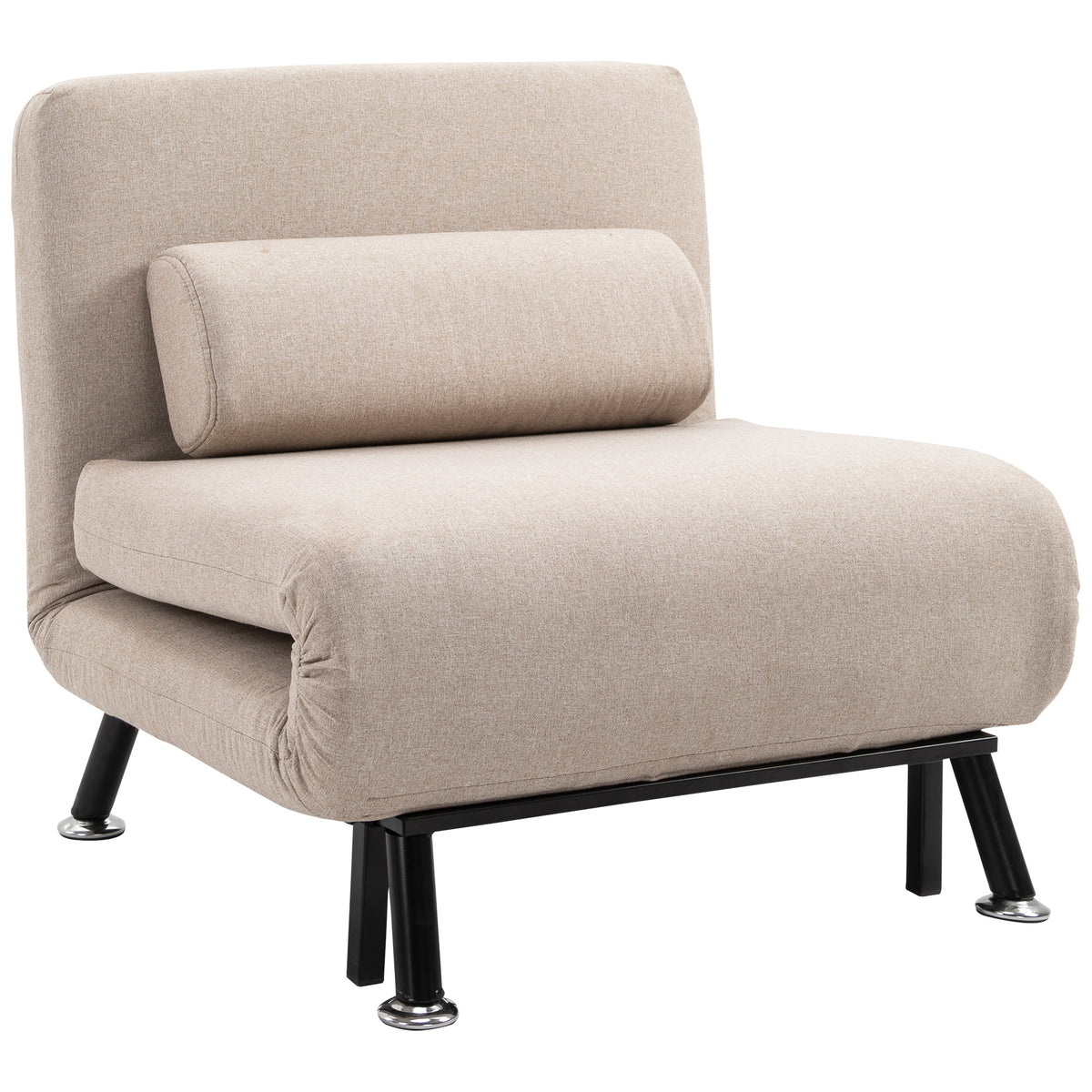 Folding armchair with bed function, foldable recliner in linen look, adjustable backrest, 75 x 70 x 75 cm, beige