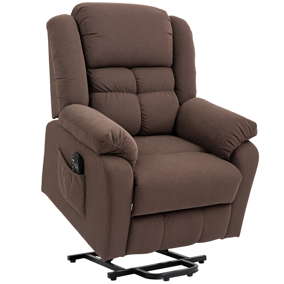 Lift chair with massage function and lumbar heating, recliner chair with remote controls and side pockets, dark